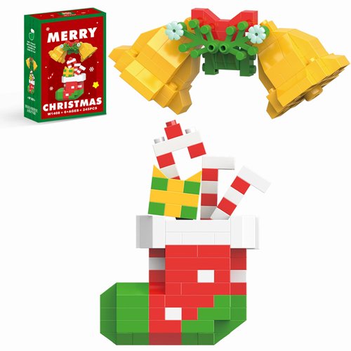 HGCYCF Christmas Bells and Boot Building Blocks Set Compatible with Lego Advent Calendar 2024 Stacking New Toys Holiday Present Box New Year Xmas Gifts for Kids for Boys & Girls and Adults