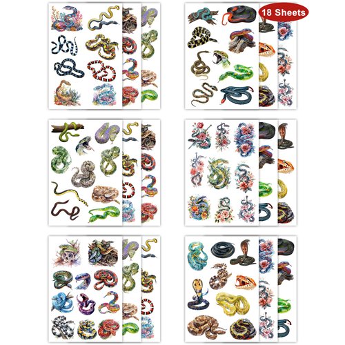 168 Pieces Snake Temporary Tattoos,18 Sheets Snake Themed Tattoos Stickers Party Decoration Supplies Party favors for Kids Adults