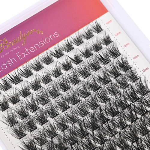 Wleec Beauty Eyelash Clusters Natural - Easy DIY Lash Extensions at Home - 132PCS Individual Lashes Cluster Eyelash Extensions, D Curl Lash Clusters Wispy (LC07, Mix 10-18mm)