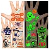 Glow in Dark Halloween Party Favors for Kids, Halloween Tattoos for Kids, Fake Tattoos Halloween Face Stickers Halloween Birthday Party Supplies Decorations Games Halloween Egg Hunt