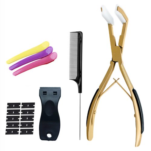 Tape in Hair Extension Pliers Hair Extension Tools Kit for Women Tape in Pliers for Hair Tape in Tools for Hair Extensions (Gold)