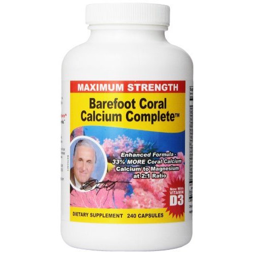 Barefoot Coral Calcium Complete 1500mg, 240 Capsules- Coral Calcium Supplement Developed by Bob Barefoot- Supports Overall Health & PH Levels- Contains Calcium, Magnesium, & Vitamins