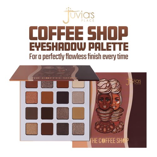 Juvia's Place Coffee Shop Eyeshadow Palette - 16 Pan Palette, Tan, Auburn, & Rich Dark Chocolate, Mattes and Shimmers, Highly Pigmented and Buttery Texture