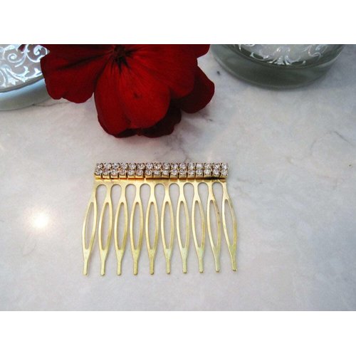 Generic Crystal hair comb barrette clip bridal clip bridal barrette :A (Primary color: Gold), 1 Count (Pack of 1)