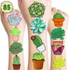 85 PCS Succulent Plants Temporary Tattoos Sticker Cactus Flowers Birthday Party Decorations Supplies Favors Gifts Boys Girls Baby Shower Adult Cute Tattoo School Prizes Reward Themed