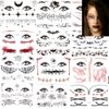 Halloween Temporary Tattoos Day of the Dead Face Tattoos Spider Eye Web Tattoos Sticker 12 Sheets Day of the Dead Makeup Decals for Halloween Party Decorations