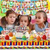 78 Pcs Building Block Birthday Party Supplies Birthday Party Decorations Include Happy Birthday Banner, Building Block Swirls, Table Cover, Cake Toppers, Cupcake Toppers, Balloons for Boys Girls Kids