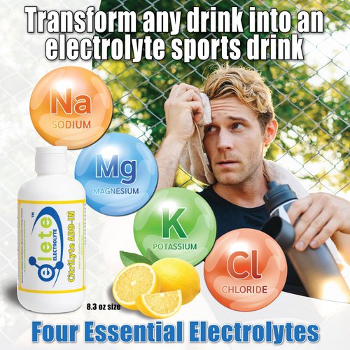 elete CitriLyte Electrolyte Add-in Hydration Drops | Sodium, Magnesium, Potassium | Slight Lemon Flavor, All Natural | Leg and Muscle Cramp Relief | Transform Any Drink into a Sports Drink, 8.3 oz