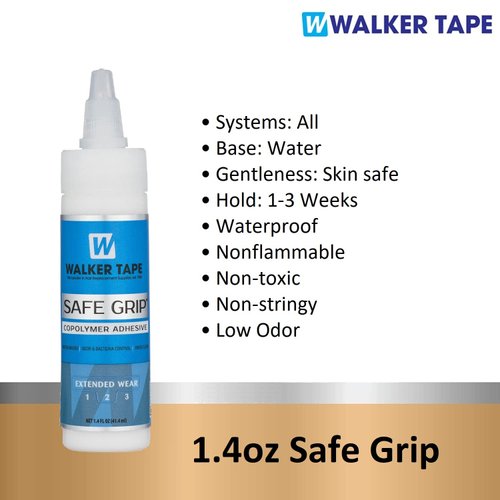 1.4oz Safe Grip Adhesive w/White Hair Clip & Brush Bundle Saver Pack | Front Bonding Weave Wigs Active Wig Glue Tape Adhesive Lace Extensions Twist Top | Super Bold Hold Adhesive Liquid Glue