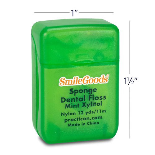 SmileGoods Sponge Dental Floss, 12 yds, Mint Xylitol, Bulk Pack of 72