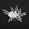 Teyglen White Flower Wedding Hair Comb Sparkly Silver Rhinestone Hair Piece Crystal Bridal Side Comb with Flower Floral Hair Accessories for Women(Silver)