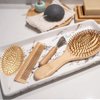 5 pcs Bamboo Hair Brush Set| Wooden Detangling Hairbrush for Women men kids and Baby Thick Thin Curly Straight Dry | Brush Cleaner| Gift for Mom