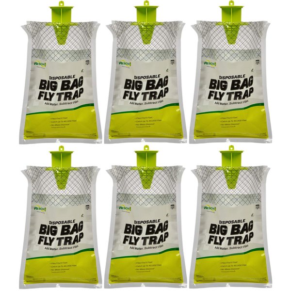 RESCUE! Big Bag Fly Trap – Disposable, Outdoor Use - 6 Traps