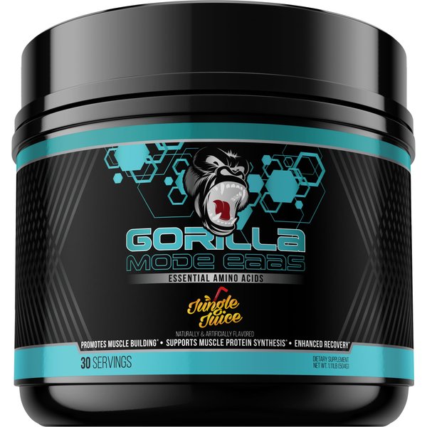 Gorilla Mode EAAs - Essential Amino Acids to Support Muscle Building, Enhanced Recovery, and Protein Synthesis/Use Before, During, or After Your Workout / 453 Grams (Jungle Juice)