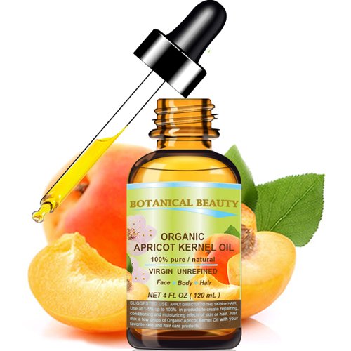 ORGANIC APRICOT KERNEL OIL Australian 100% Pure Virgin Unrefined Cold Pressed Carrier Oil 4 oz- 120 ml for Face Hair Body Nails Skin Anti-Aging by Botanical Beauty