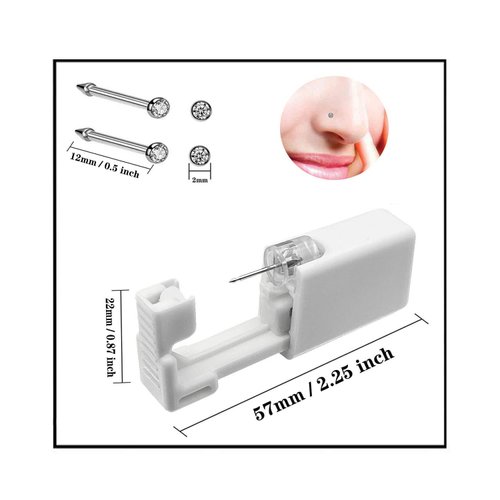 SLVIEKAE 2 Pcs Nose Piercing Kit, Portable Nose Piercing Tools with Free Nose Rings, Nose Stud Piercing Gun for Cartilage Helix Piercing (12 Pack)