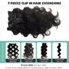 Seamless Clip in Hair Extensions Human Hair, Body Wave Natural Black Hair Extensions Real Human Hair Clip in Extensions, 7pcs 100G 16 Inch Ubetta Remy Human Hair Extensions for Women