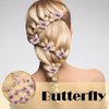 LYDZTION Pearl Butterfly Headband with 10PCS Butterfly Hair Clips for Women Girls,Fairy Headbands Pearl Headband Butterfly Hair Clips Rapunzel Barrettes Hairpin Butterfly Hair Accessories(purple)