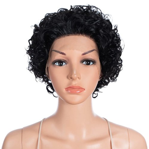 Style Icon 13x1 Lace Front Wigs Short Curly Human Hair Wigs Pixie Cut Bob Wigs with Baby Hair Pre...