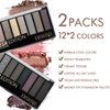 RevoNext 2 Pack 12 Colors Naked Eyeshadow Palette Neutral Nude Matte Shimmer Glitter Eyeshadow Ultra Pigmented Brown & Taupe Smokey Eyeshadow Makeup Kit