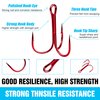 Fishing Treble Hooks Kit, 180pcs Red Treble Hooks Sharp Round Bend High Carbon Steel Fish Hooks Strong Barbed Hooks with Split Rings Stainless Steel for Lures Baits Saltwater Freshwater Fishing