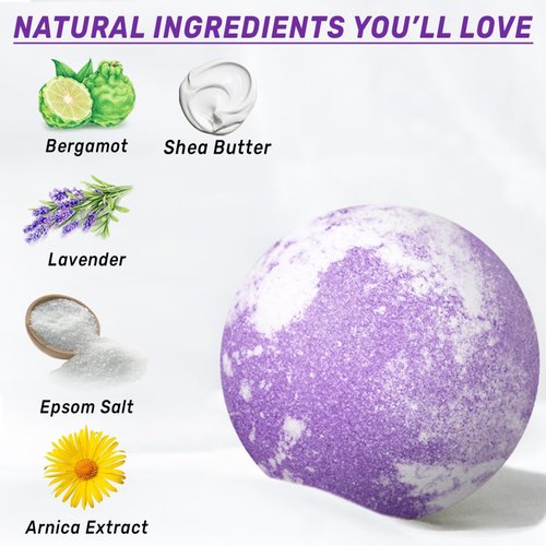 Arnica Bubble Bath Bombs Infused Lavender & Bergamot - Essential Luxurious Mega Foaming Bath bombs Additives for Dry Skin Nourishment Moisturizing - Blissful Bathing Experience Christmas Birthday Gift