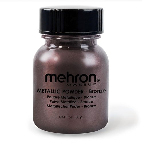 Mehron Makeup Metallic Powder | Metallic Chrome Powder Pigment for Face & Body Paint, Eyeshadow, and Eyeliner .75 oz (21 g) (Bronze)
