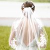 FRCOLOR Wedding Veil Comb Elegent Lace Appliques Wedding Veil Crystal Beaded With Comb, White Headpiece Bridal Shower Gift, Bridesmaid Favors