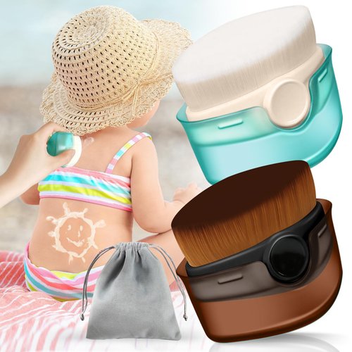 FOFOGANG 2 Pack Sunscreen Applicator for Kids Sunblock Buddy with Protective Caps and Storage Bag Suncream Sun Lotion Brush for Cream Liquid Foundation Powder