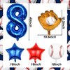 Baseball Balloons 8th Birthday Decorations for Boys, Baseball Party Decorations Baseball Sports Theme Party Supplies, 40 inch Foil Number Balloons Number 8 Balloon Blue Red White Sports Balloon Kits