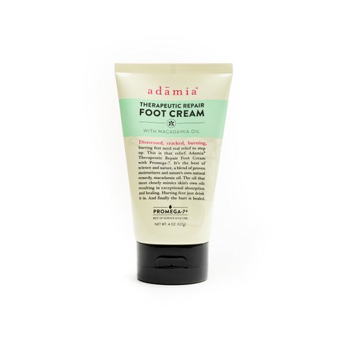 Adamia Therapeutic Repair Foot Cream with Macadamia Nut Oil and Promega-7, 4 Ounce Tube - Fragrance Free, Paraben Free, Non GMO