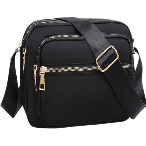 Small Nylon Crossbody Bags for Women Trendy Black Crossbody Purse and Handbags On Clearance Cell Phone Shoulder Travel Wallet Tote Bag(Bright Black)