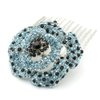Medium Decorative Hair Comb Rhinestone Crystal Rose Bridal Hair Comb, Blue