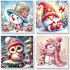 xackcme 4 Pack Christmas Paint by Number for Kids with Wooden Frame-Paint by Numbers for Kids Xmas Ages 4-8-12,Easy Gnome Snowmen Owl DIY Acrylic Oil Painting Kits for Home Wall Decor(8X8inch)