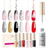 Beetles Gel Polish 6 Pcs Black White Red Gold Silver Glitters Colors Paint Swirl Built Thin Brush in Bottle Soak off Uv Led Lamp Nail Art Liner Gel Polish Set