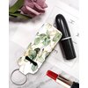 KLLRO RUO Chapstick Holder Keychain Fashion Lipstick Sleeve Lip Balm Portable Pocket Lip Gloss Tube Holder Clip-on Makeup Travel Accessories - Watercolor Green Floral Plant