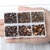 AD Beads 4300 Pieces Flat Back Nail Art Rhinestones Round Beads 6 Sizes (2-6.5mm) with Storage Organizer Box,Rhinestones Picking Pen for Nail Art Phone Decorations Crafts DIY (Smoked Topaz)
