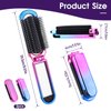 Travel Hair Brush with Mirror,2 Pack Folding Hair Brush Travel Size Hair Massage Comb Compact Hair Brush Foldable Pocket Hairbrush for Women and Men, Hair Styling Tools (Pink & Gradient)