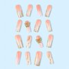 RUOKEXIN Nail Press ons Long Press on Nails Coffin Fake Fingernails Glossy Ombre Acrylic False Nails with 3D Butterfly Designs Gold Glitter Powder Artificial Nails Stick on Nails for Women 24Pcs