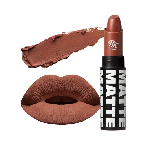 Ruby Kisses Lipstick, Matte Finish, Long-Lasting, Highly Pigmented, Smooth Apply, Full Coverage Lip Color Makeup (Rosy Brown)