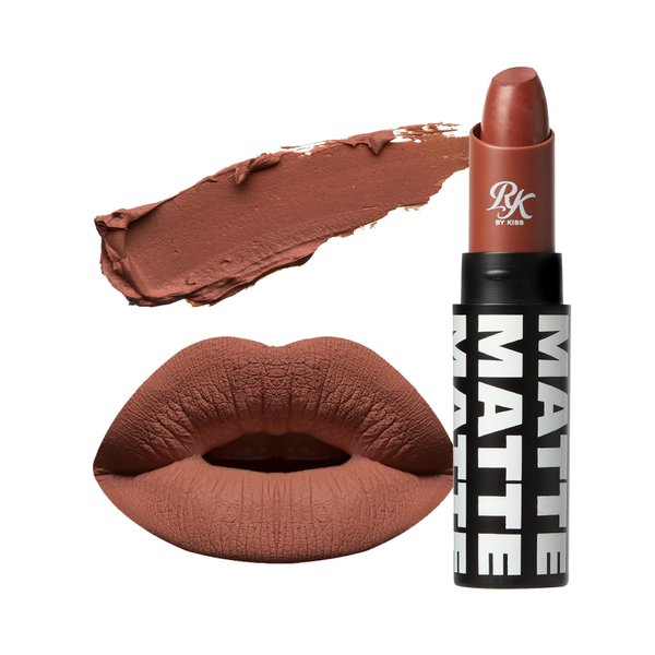 Ruby Kisses Lipstick, Matte Finish, Long-Lasting, Highly Pigmented, Smooth Apply, Full Coverage Lip Color Makeup (Rosy Brown)