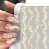 VOTACOS 12 Sheets Nail Art Stickers Decals White Black Gold Stripe Line Nail Decals Self-Adhesive Marble Wave Nail Art Supplies for Nail Decorations 3D Nail Accessories for Women French Nail Design