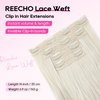REECHO Clip in Hair Extensions, 4PCS Lace Weft Hair Extensions 14" Short Wavy Hair Extensions Invisible Hair Extensions Clip Ins Natural Soft Hairpieces for Women, Platinum Blonde