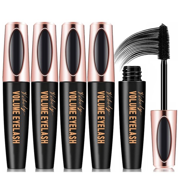 4 Pcs 4D Silk Fiber Lash Mascara Liquid Lash Extension Makeup Eye Lash Kit Luxuriously Longer Thicker Voluminous Eyelashes Waterproof Smudge-proof Natural No Clumping Smudging Lasting All Day