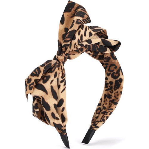HIFANMM Bow Headband Big Bowknot Headbands for Women Girls, Knotted Hair Band, Wide Turban Hair Hoop Bows Hair Accessories 1 Pcs (Leopard)