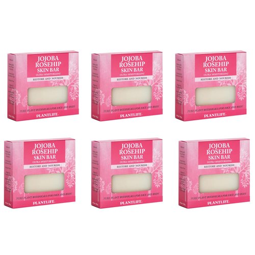 Plantlife Jojoba Rosehip 6-Pack Bar Soap - Moisturizing and Soothing Soap for Your Skin - Hand Crafted Using Plant-Based Ingredients - Made in California 4oz Bar