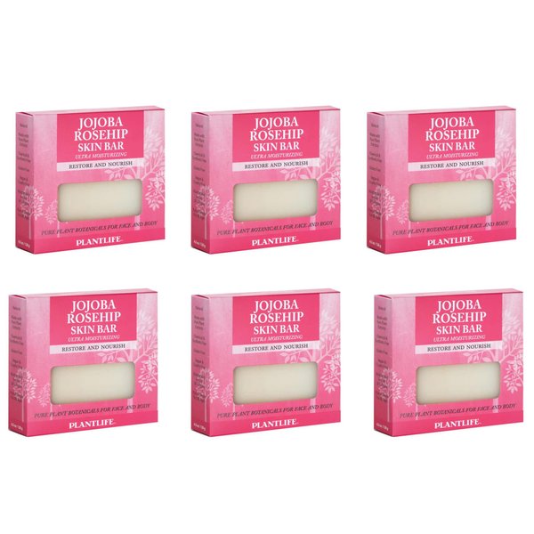 Plantlife Jojoba Rosehip 6-Pack Bar Soap - Moisturizing and Soothing Soap for Your Skin - Hand Crafted Using Plant-Based Ingredients - Made in California 4oz Bar