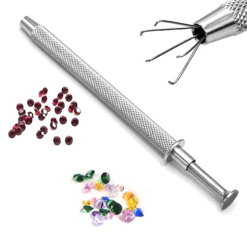 OdontoMed2011 Jewelry Holder Pick-up Tool Diamond Gems Prong Tweezers Catcher Grabber with 5 Claws Stainless Steel