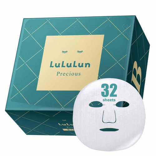 Lululun 32pc Sheet Facial Mask, Patented Daily Anti-aging Hydrating & Moisturizing Face Mask Sheet Pack Set, Japanese Organic & Natural Skincare, PRECIOUS GREEN