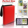 Trading Card Binder 4 Pocket,400 Pockets Card Binder for Pokemon Cards with Zipper,50 Sleeves Card Holder Compatible with Standard Card,Sport Card,Game Card-Gift for Boy and Girl (4-Pockets, Red)